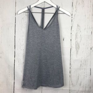 Old Navy Go Dry Striped Strappy Back Grey Tank Top Sz M